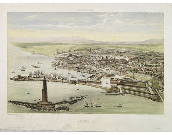 HAUSER, A. - L’Italie à vol d’Oiseau / Livourne. Vue prise au dessus du Fanal. HAUSER, A. - L’Italie à vol d’Oiseau / Livourne. Vue prise au dessus du Fanal.