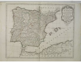 DELISLE, G. / DEZAUCHE, J. A. -  Carte de l’Espagne Dressée par Guillaume Delisle sur la description de Rodrigo Mendez Sylva . . .. Le tout augmenté et vérifié en 1789. Par Phil. Buache, de l’Académie des Sciences.