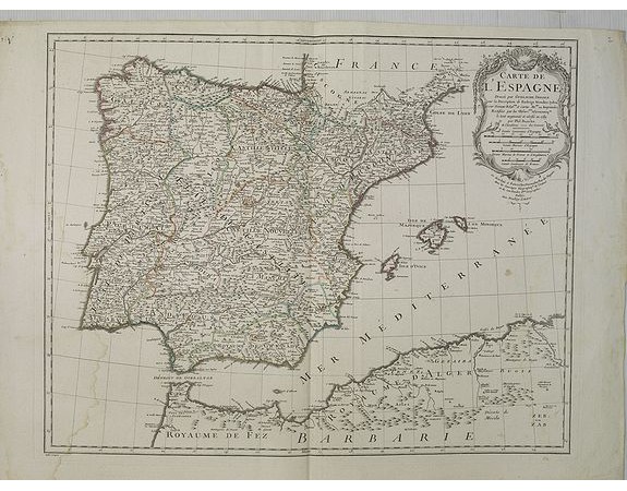 DELISLE, G. / DEZAUCHE, J. A. -  Carte de l’Espagne Dressée par Guillaume Delisle sur la description de Rodrigo Mendez Sylva . . .. Le tout augmenté et vérifié en 1789. Par Phil. Buache, de l’Académie des Sciences.