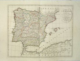 DELISLE, G. / BUACHE, P. / DEZAUCHE, J. A. -  Carte de l’Espagne Dressée par Guillaume Delisle sur la description de Rodrigo Mendez Sylva . . .. Le tout augmenté et vérifié en 1789. Par Phil. Buache, de l’Académie des Sciences.
