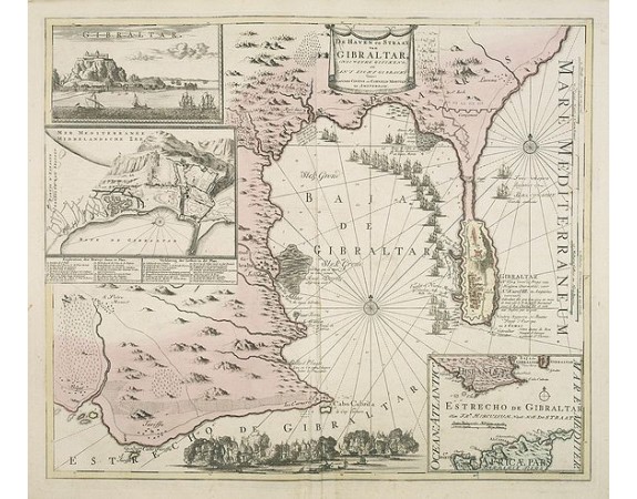 COVENS, J./ MORTIER, C. -  De Haven en Straat von Gibraltar, Niewlyks getekend, en in`t licht gebracht door Johannes Covens en Cornelis Mortier tot Amsterdam.