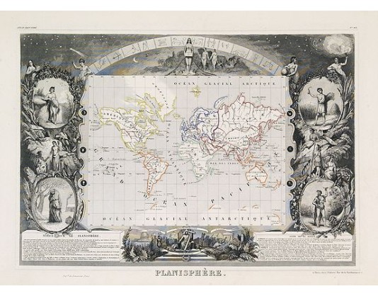 LEVASSEUR, V. - Planisphère. LEVASSEUR, V. - Planisphère.