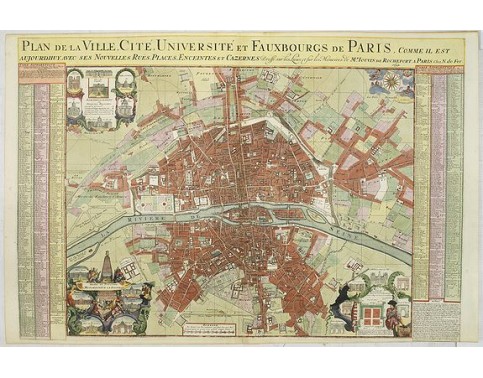 DE FER, N. - Plan de la ville, cite universite et fauxbourgs de Paris comme il est jourddhuy. . . DE FER, N. - Plan de la ville, cite universite et fauxbourgs de Paris comme il est jourddhuy. . .