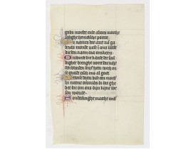 BOOK OF HOURS -  Manuscript leaf on vellum from a Dutch Book of Hours.