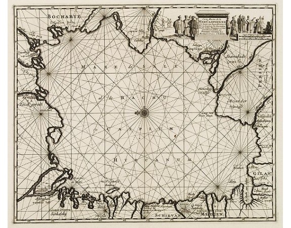 AA, P. van der - Carte marine de la mer Caspienne avec toutes ses Bayes Rivieres et Havres, dressée sur les observations des plus habiles Navigateurs,. . . AA, P. van der - Carte marine de la mer Caspienne avec toutes ses Bayes Rivieres et Havres, dressée sur les observations des plus habiles Navigateurs,. . .