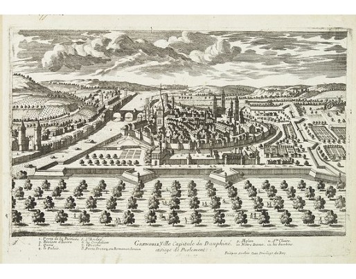 AVELINE, P. A. - Grenoble, Ville capitale du Dauphiné et siège de Parlement. AVELINE, P. A. - Grenoble, Ville capitale du Dauphiné et siège de Parlement.