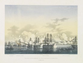 LANGLUME./ LE BRETON, L. -  L'escadre alliée bombarde les forts extérieurs de Sébastopol. (18 octobre 1854)