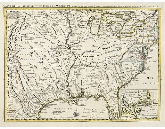 COVENS, J. / MORTIER, C. - Carte de la Louisiane et du Cours du Mississipi Dressée sur un grand nombre de Memoires..