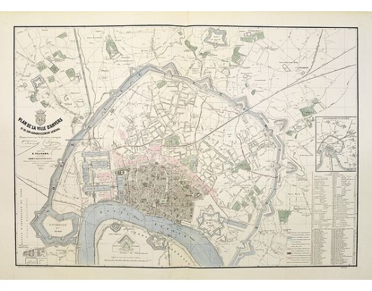 TESSARO, F. - Plan de la ville d'Anvers et de son agrandissement général. TESSARO, F. - Plan de la ville d'Anvers et de son agrandissement général.