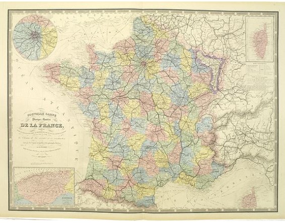 LOGEROT, A. / FREMIN, A. R. - Nouvelle Carte physique et routière de la France. LOGEROT, A. / FREMIN, A. R. - Nouvelle Carte physique et routière de la France.