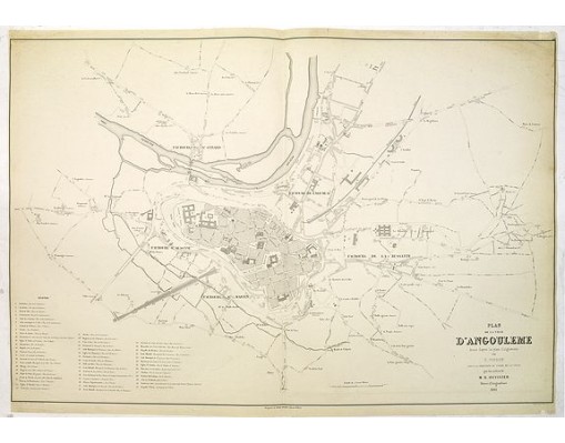 VINSON, O. - Plan de la ville d'Angoulême. VINSON, O. - Plan de la ville d'Angoulême.