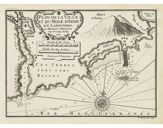 MICHELOT, H. / BREMOND, L. -  Plan de la Ville et du Mole d'Agde en Languedoc.