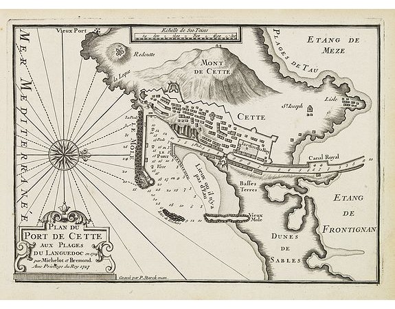 MICHELOT, H. / BREMOND, L. - Plan du Port de Cette (Sète) aux plages du Languedoc. MICHELOT, H. / BREMOND, L. - Plan du Port de Cette (Sète) aux plages du Languedoc.