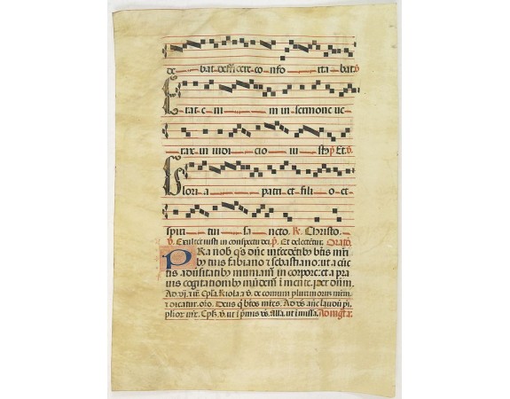 ANTIPHONARIUM. - Leaf on vellum from a antiphonary. ANTIPHONARIUM. - Leaf on vellum from a antiphonary.