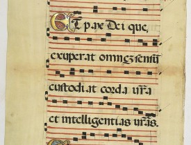 ANTIPHONARIUM -  Leaf on vellum from an antiphonary.