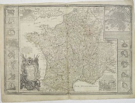 DESNOS -  La France, divisée en ses principaux gouvernements. Avec toutes les Routes de ce Royaume. . .