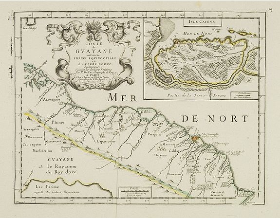 DU VAL, P. -  Coste de Guayane autrement Franc Equinoctale en la Terre-Ferme d'Amerique suivant les Dernières Relations . . .