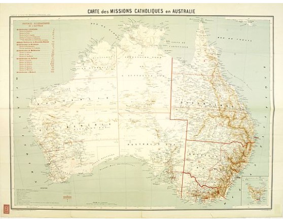 MISSIONS CATHOLIQUES - Carte des missions Catholiques en Australie. MISSIONS CATHOLIQUES - Carte des missions Catholiques en Australie.