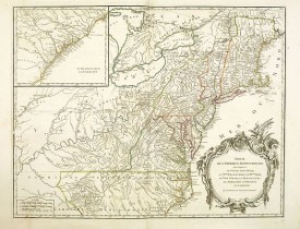 DE VAUGONDY, R. de -  Partie De L'Amerique Septentrionale... Le Cours De L'Ohio, La N.lle Angleterre, a Nlle York, le New Jersey , La Pensyvanie, Le Maryland, Le Virginie, La Carolina…1755