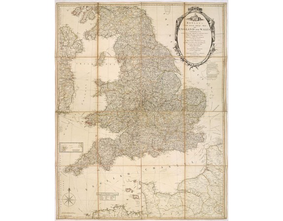 BOWLES, C. / CARVER -  Bowles's new four-sheet map of England and Wales. . .