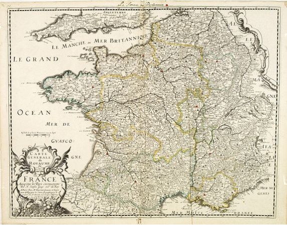 SANSON, N. / MARIETTE, P. / TAVERNIER, M. - Carte générale du Royaume de France avecq tous les pays circomvoisins . . . SANSON, N. / MARIETTE, P. / TAVERNIER, M. - Carte générale du Royaume de France avecq tous les pays circomvoisins . . .