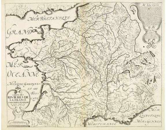 TAVERNIER, M. / SANSON, N. - Carte des rivieres de la France curieusement recherchee. . . TAVERNIER, M. / SANSON, N. - Carte des rivieres de la France curieusement recherchee. . .