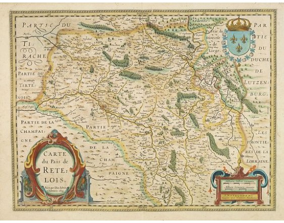 JANSSONIUS, J. - Carte du pais de Retelois. JANSSONIUS, J. - Carte du pais de Retelois.