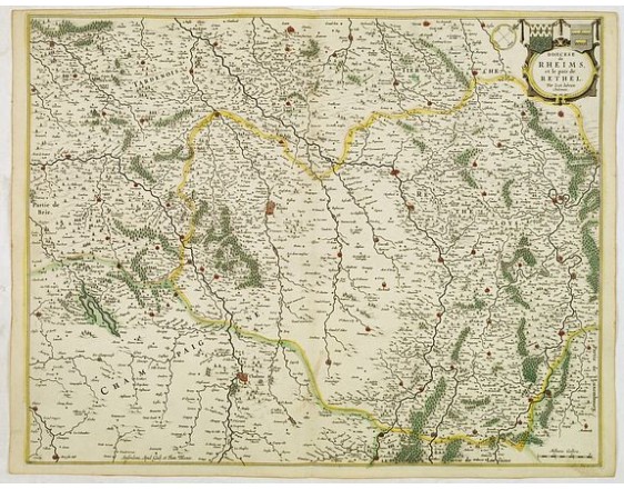 BLAEU, W. - Dioecese de RHEIMS, et Pais de RETHEL. Par Jean Jubrien Chalonnois. BLAEU, W. - Dioecese de RHEIMS, et Pais de RETHEL. Par Jean Jubrien Chalonnois.