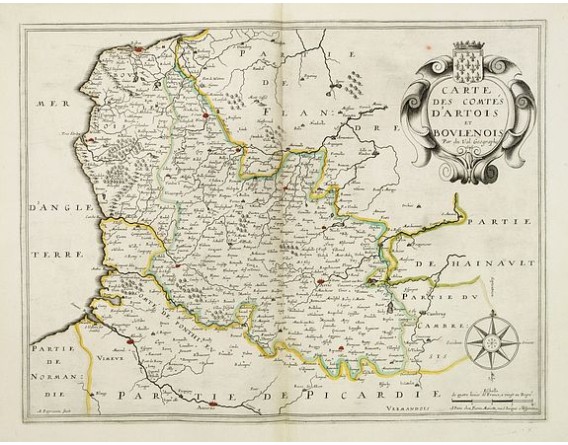 DUVAL, P. / MARIETTE, P. - Carte des comtes d'Artois et Boulenois. DUVAL, P. / MARIETTE, P. - Carte des comtes d'Artois et Boulenois.