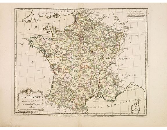 BRION DE LA TOUR, Louis. -  La France divisée et sub-divisée en toutes les provinces et Pays.