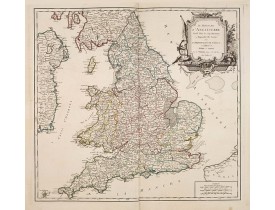 ROBERT DE VAUGONDY, G. -  Le Royaume D'Angleterre, divise selon les sept Royaumes ou Heptrachie des Saxons, avec La Principaute De Galles, et subdivisie en Shires ou Comtes…