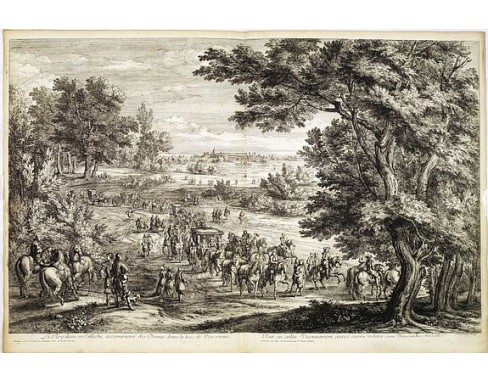 MEULEN, Adam Frans Van der. - Le Roy dans sa calleche accompagné des Dames dans le Bois de Vincennes. MEULEN, Adam Frans Van der. - Le Roy dans sa calleche accompagné des Dames dans le Bois de Vincennes.