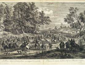 MEULEN, Adam Frans Van der. -  La Reine allant à Fontainebleau accompagnée de ses gardes.