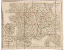 PICQUET, Ch. -  Carte Routière, Physique et Administrative de la France et d'une partie des états voisins. . . PICQUET, Ch. -  Carte Routière, Physique et Administrative de la France et d'une partie des états voisins. . .