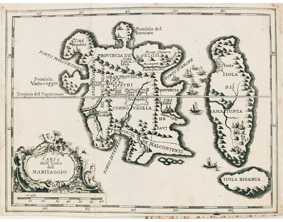 LE NOBLE, E. -  Carta Topografica dell' Isola Del Maritaggio di Monsieur le Boble per la prima volta. Tradotta dal francese in italiano.