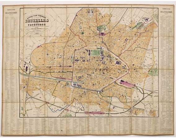 MOLS-MARCHAL, L. - Nouveau plan itinéraire de la ville de Bruxelles et ses faubourgs. . . 1883. MOLS-MARCHAL, L. - Nouveau plan itinéraire de la ville de Bruxelles et ses faubourgs. . . 1883.