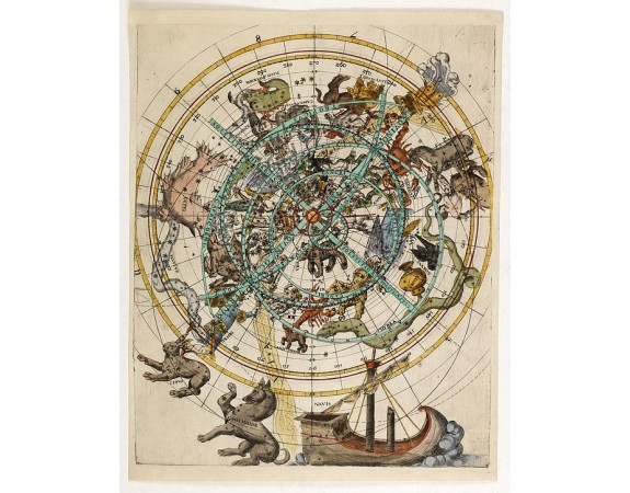 ANONYME. - (Northern celestial planisphere with a pasted volvelle). ANONYME. - (Northern celestial planisphere with a pasted volvelle).