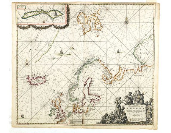 VAN KEULEN, J. -  Pascarte van Europa Beginnende vande Canael tot aen Spitbergen, en van Ysland tot aen Nova Zemla . . .