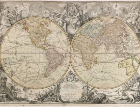 DESNOS, L.C. -  Mappemonde Dressée sur les Relations les Plus Nouvelles et les plus approuvées assujeties aux Obserations de Mrs. De L'Académie Royale des Sciences.