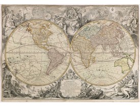 DESNOS, L.C. -  Mappemonde Dressée sur les Relations les Plus Nouvelles et les plus approuvées assujeties aux Obserations de Mrs. De L'Académie Royale des Sciences.