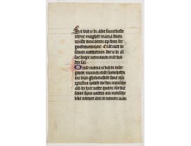 BOOK OF HOURS -  Manuscript leaf on vellum from a Dutch Book of Hours.