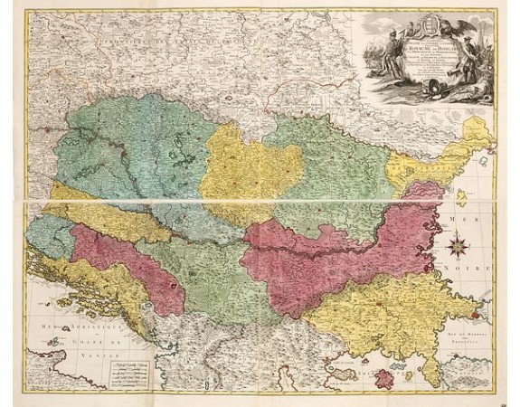 LOTTER,T. -  Carte Geographique du Theatre de la Guerre en General representant le Royaume de Hongarie la Principauté de Transylvanie, et les Royaumes de Croacie, de Dalmacie, de Esclavonie, de Bosnie, de Servie . . . avec une grande Partie de l'Etat de P