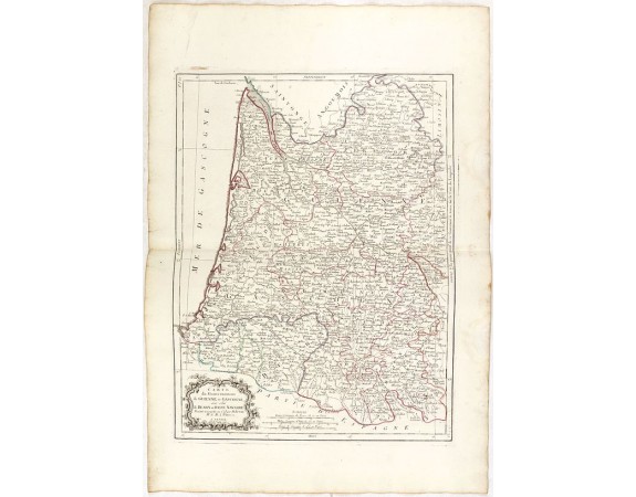 BONNE / SANTINI, P. / REMONDINI, M. -  Carte des Gouvernements de Guienne et Gascogne, avec celui de Bearn et basse Navarre.