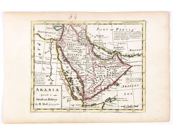 MOLL, H. - Arabia agreeable to Modern History. MOLL, H. - Arabia agreeable to Modern History.