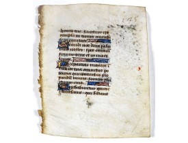 BOOK OF HOURS -  Leaf on vellum from a manuscript Book of Hours.