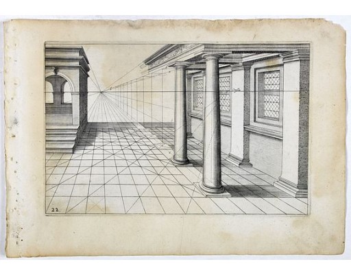 VREDEMAN DE VRIES, J. / HONDIUS, H. -  Perspective print by Vredeman de Vries. 22.