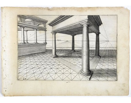 VREDEMAN DE VRIES, J. / HONDIUS, H. -  Perspective print by Vredeman de Vries. 23.