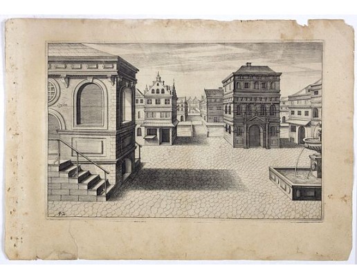VREDEMAN DE VRIES, J. / HONDIUS, H. -  Perspective print by Vredeman de Vries. 42.