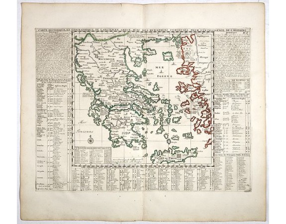 CHATELAIN, H. - Carte historique et géographique de l'ancienne Grece . . . CHATELAIN, H. - Carte historique et géographique de l'ancienne Grece . . .