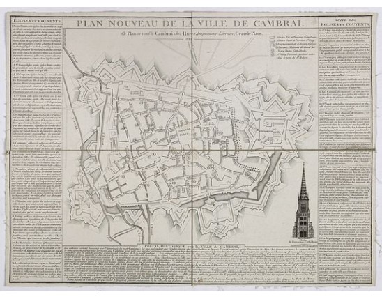 HUREZ - Plan nouveau de la ville de Cambrai. HUREZ - Plan nouveau de la ville de Cambrai.